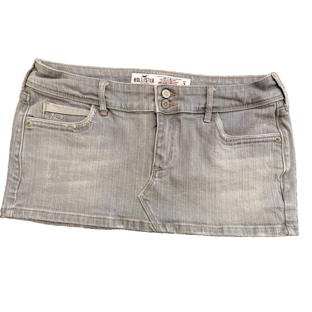 HOLLISTER Y2K Low Rise Micro Mini Blue Denim Mini Skirt Womens Juniors Sz 3